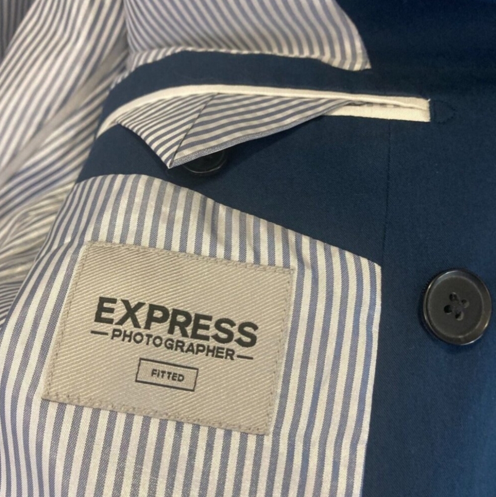 Express Double Breasted Blazer 44R Fitted/Slim - Picture 3 of 5